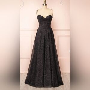 Cinderella DivineElegant Black Strapless Evening Gown